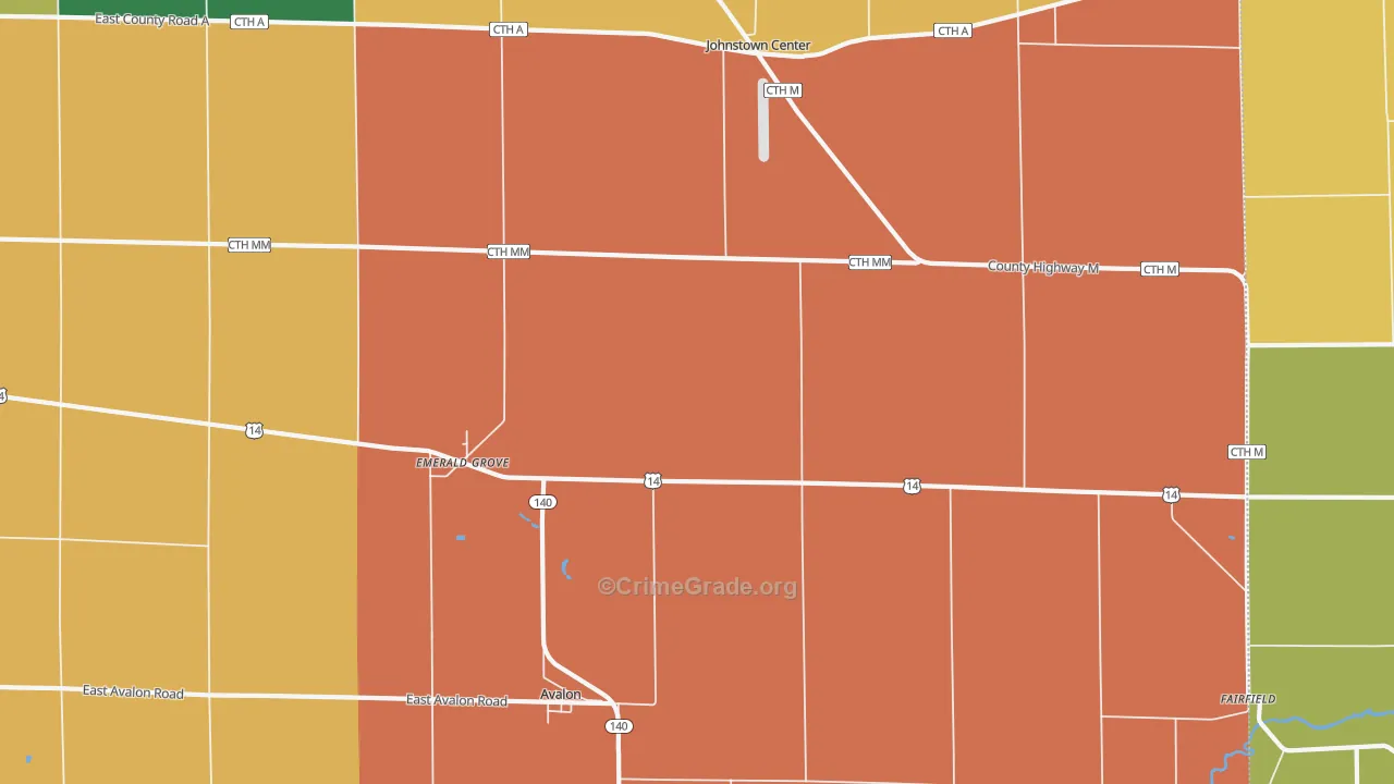 Avalon, WI Map of Robbery Rates