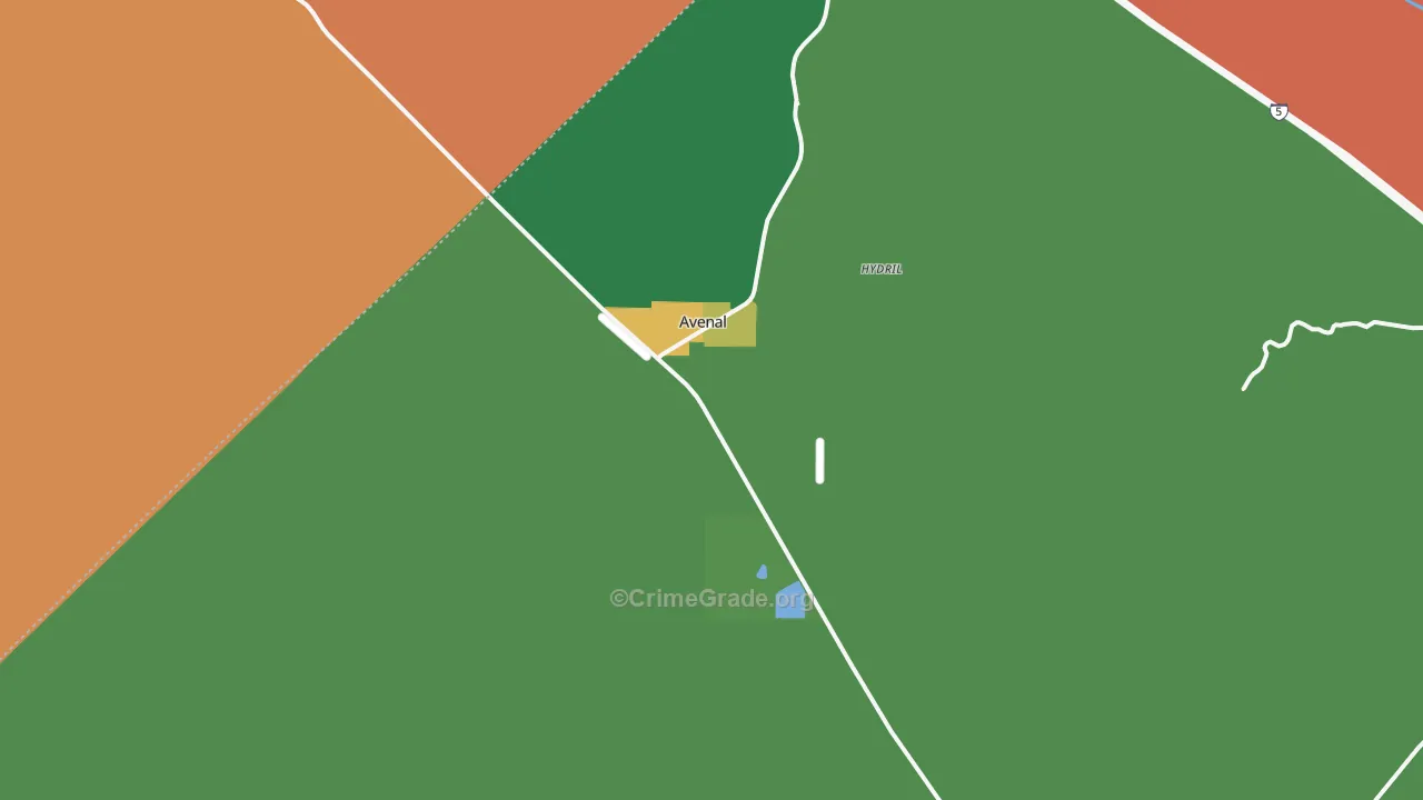 Avenal, CA Map of Robbery Rates