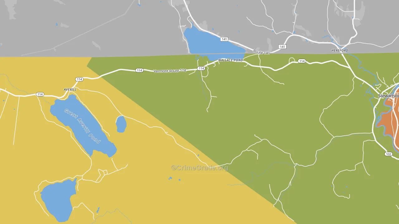 Averill, VT Map of Robbery Rates