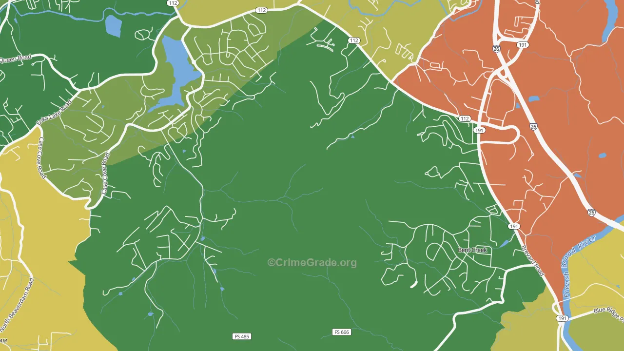 Avery Creek, NC Map of Robbery Rates