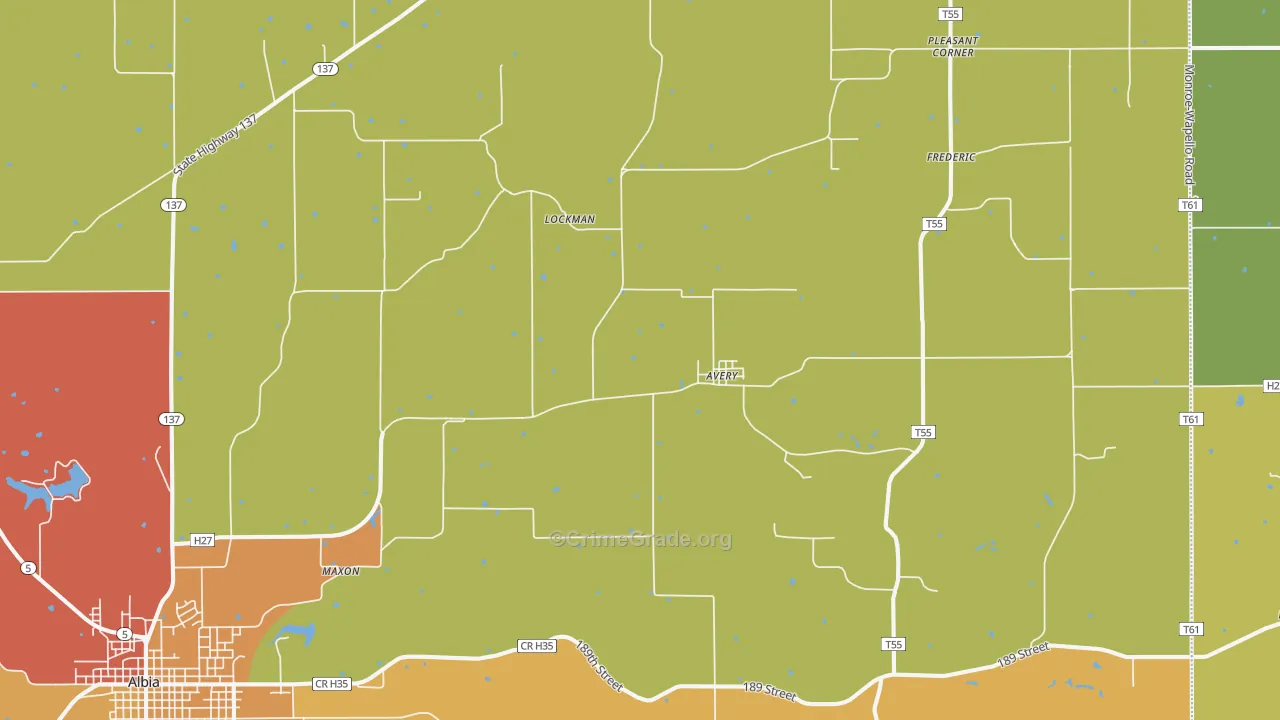 Avery, IA Map of Robbery Rates