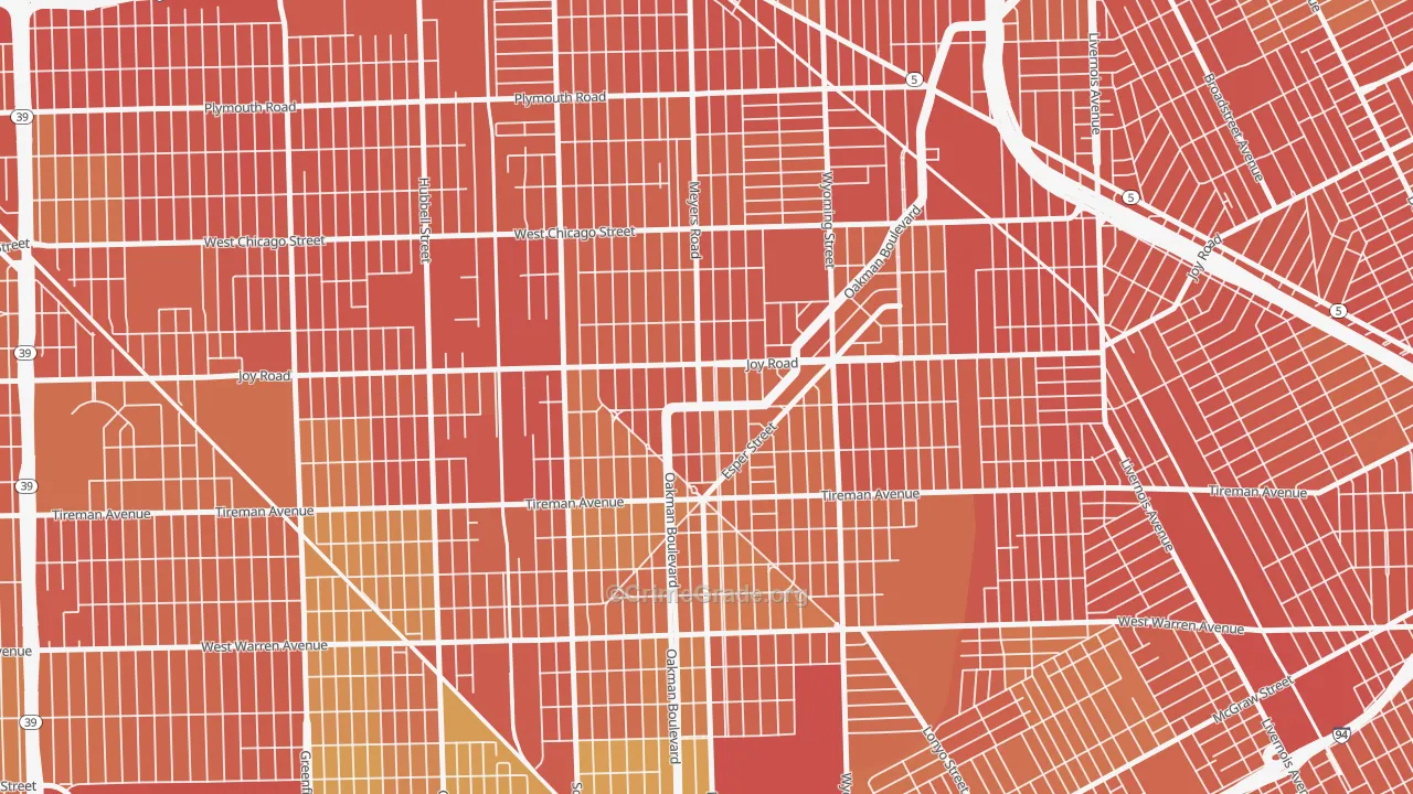 Aviation, Detroit, MI Map of Robbery Rates