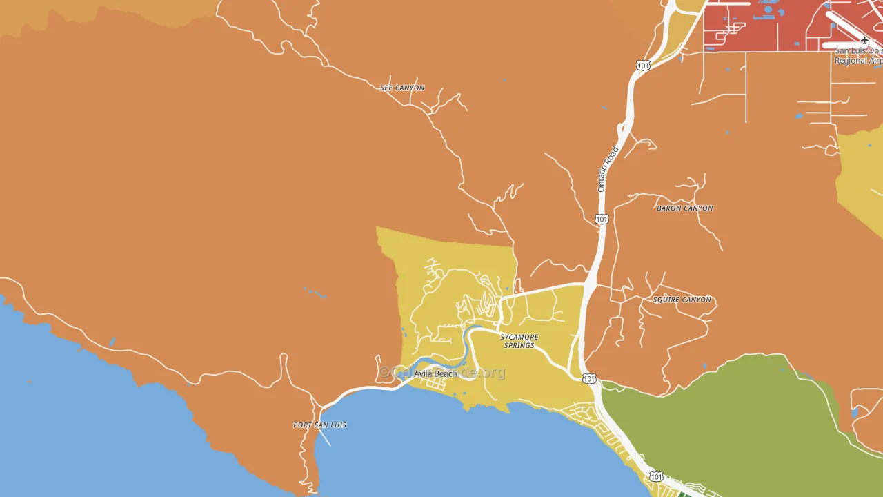 Avila Beach, CA Map of Robbery Rates