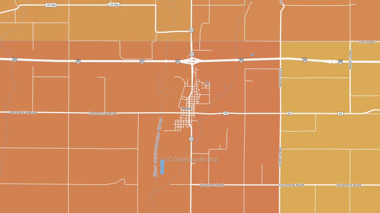 Avoca, IA Map of Robbery Rates