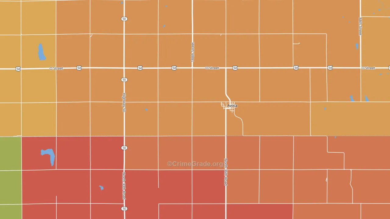 Avoca, NE Map of Robbery Rates