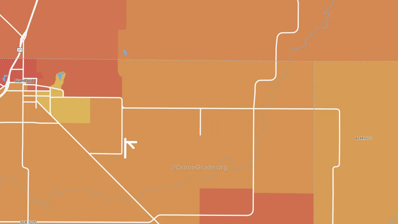Avoca, TX Map of Robbery Rates