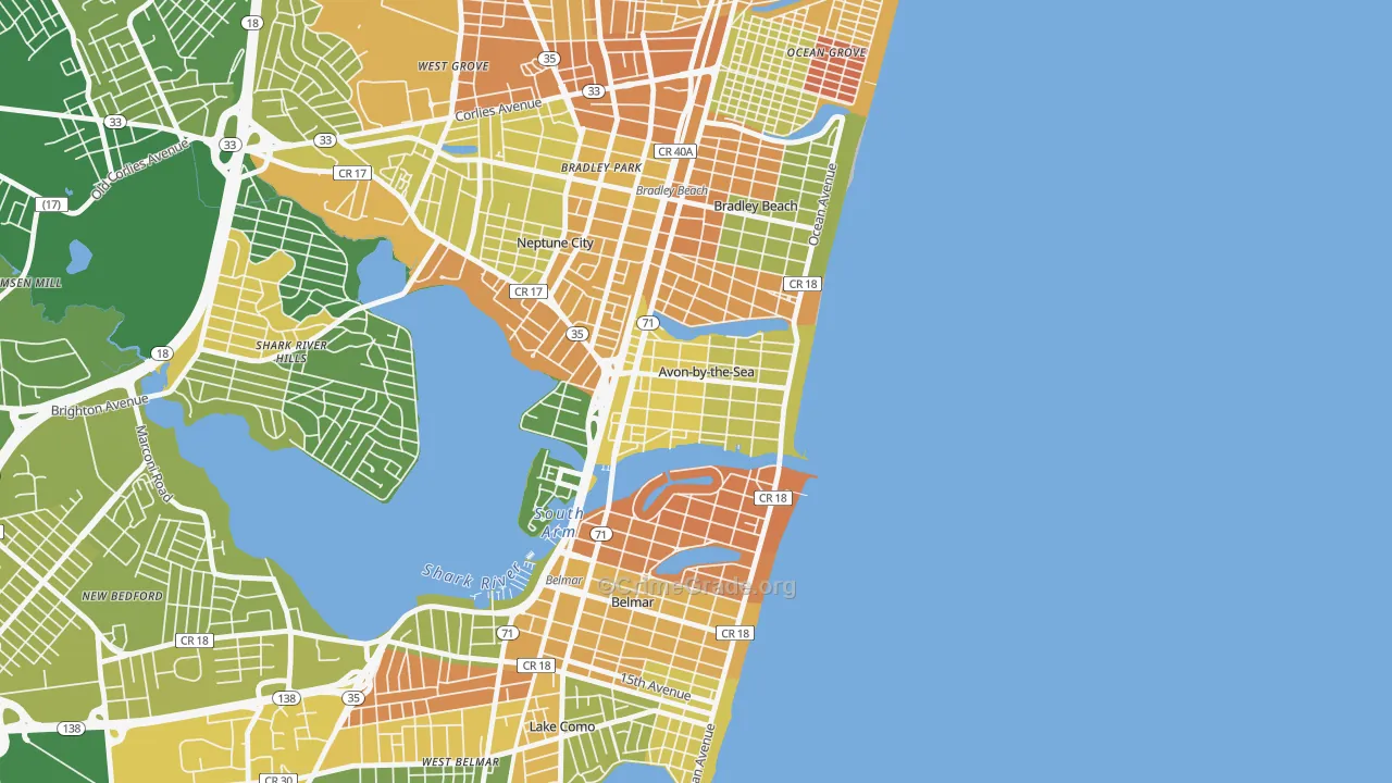 Avon-by-the-Sea, NJ Map of Robbery Rates