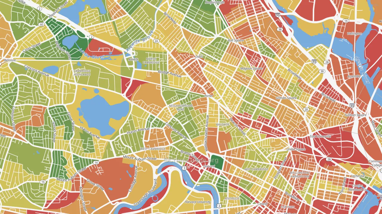 Avon Hill, Cambridge, MA Map of Robbery Rates