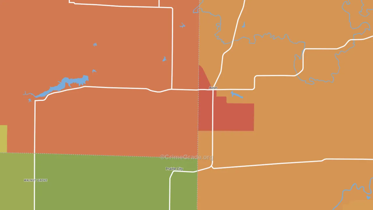 Avon, IL Map of Robbery Rates
