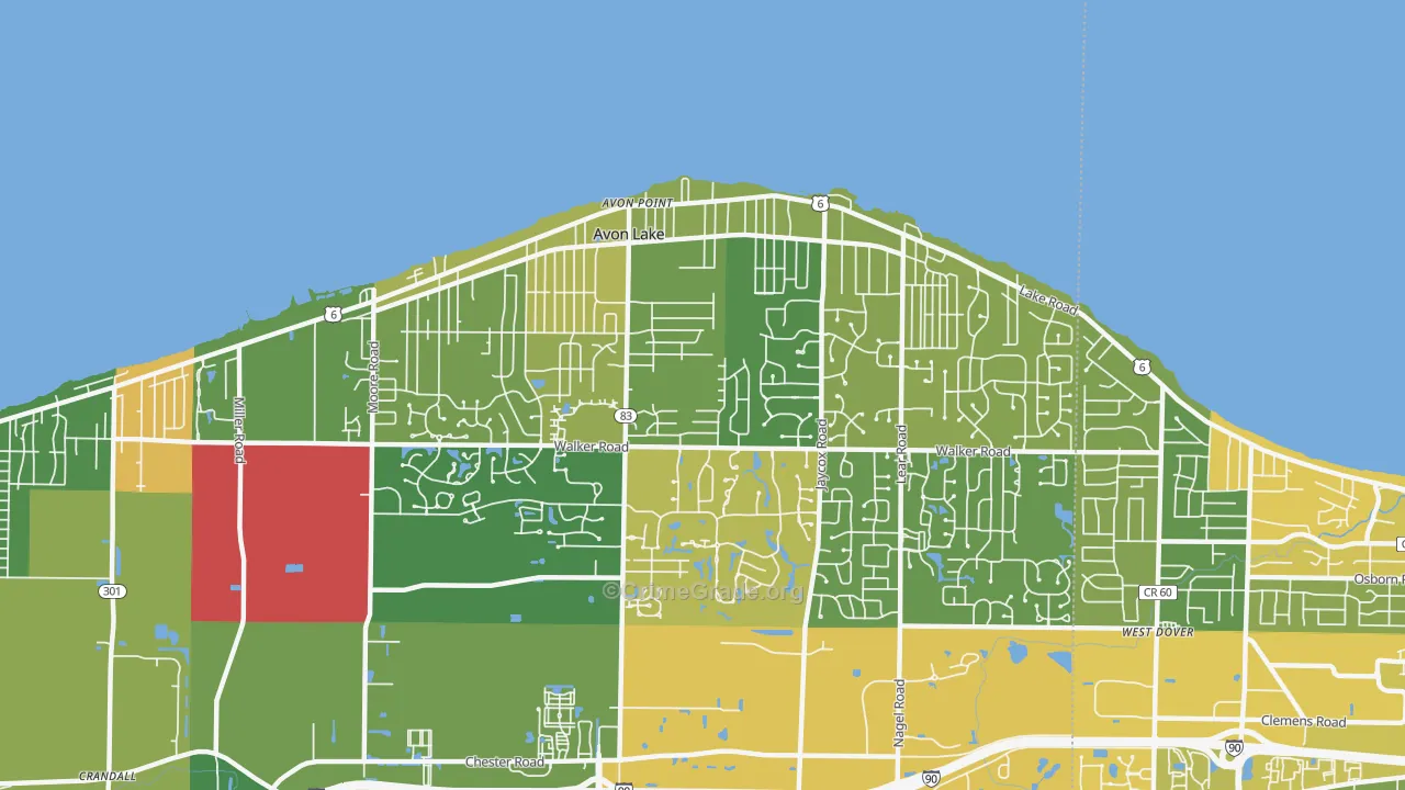 Avon Lake, OH Map of Robbery Rates