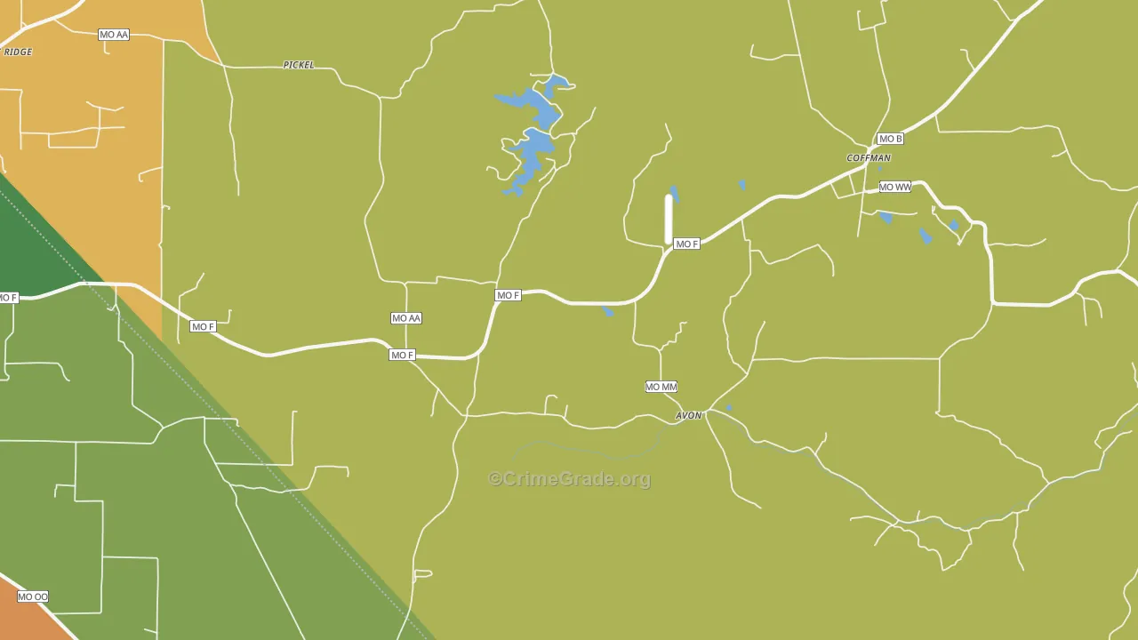 Avon, MO Map of Robbery Rates