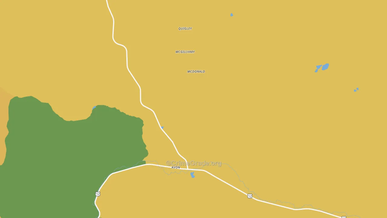 Avon, MT Map of Robbery Rates