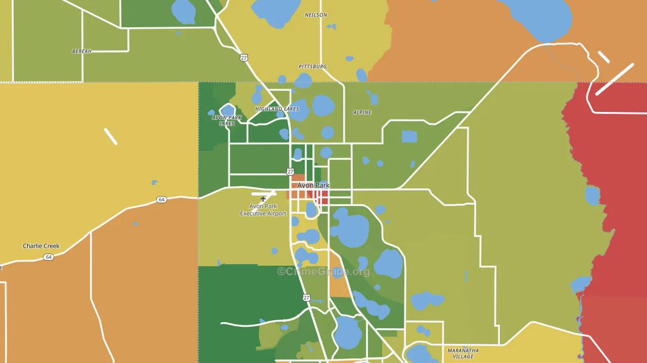 Avon Park, FL Map of Robbery Rates