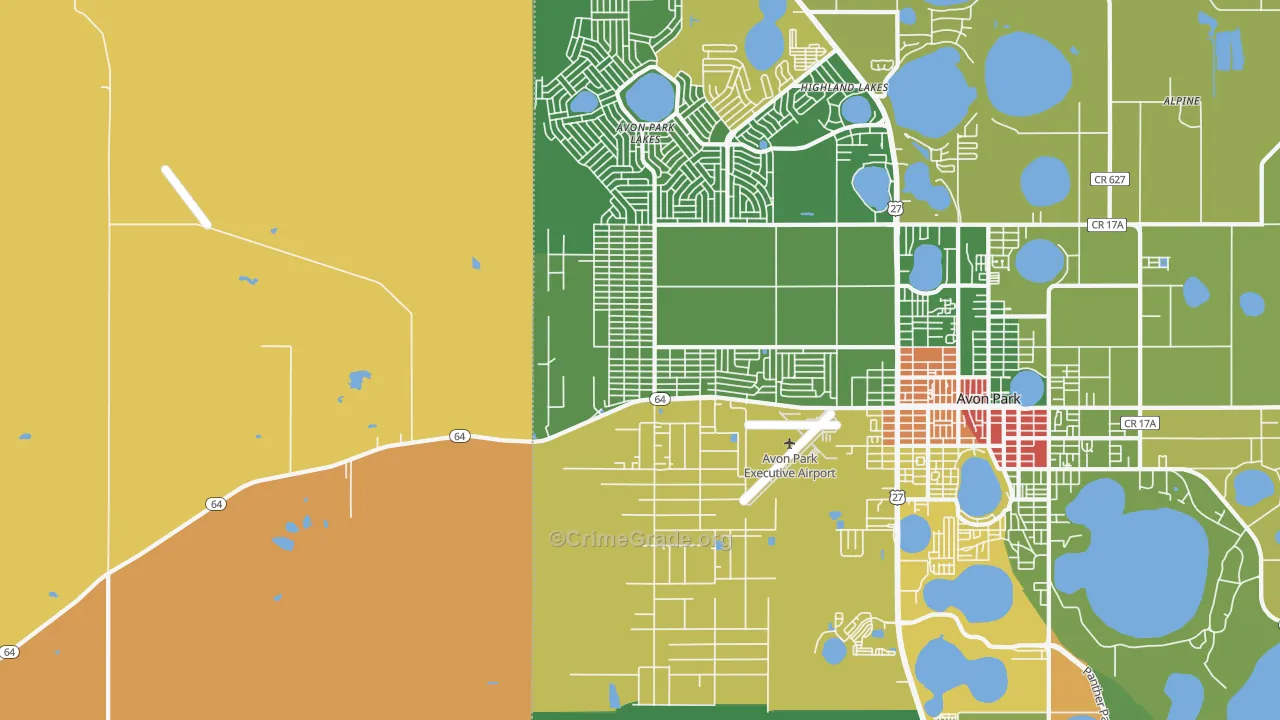 Avon Park Lakes, FL Map of Robbery Rates