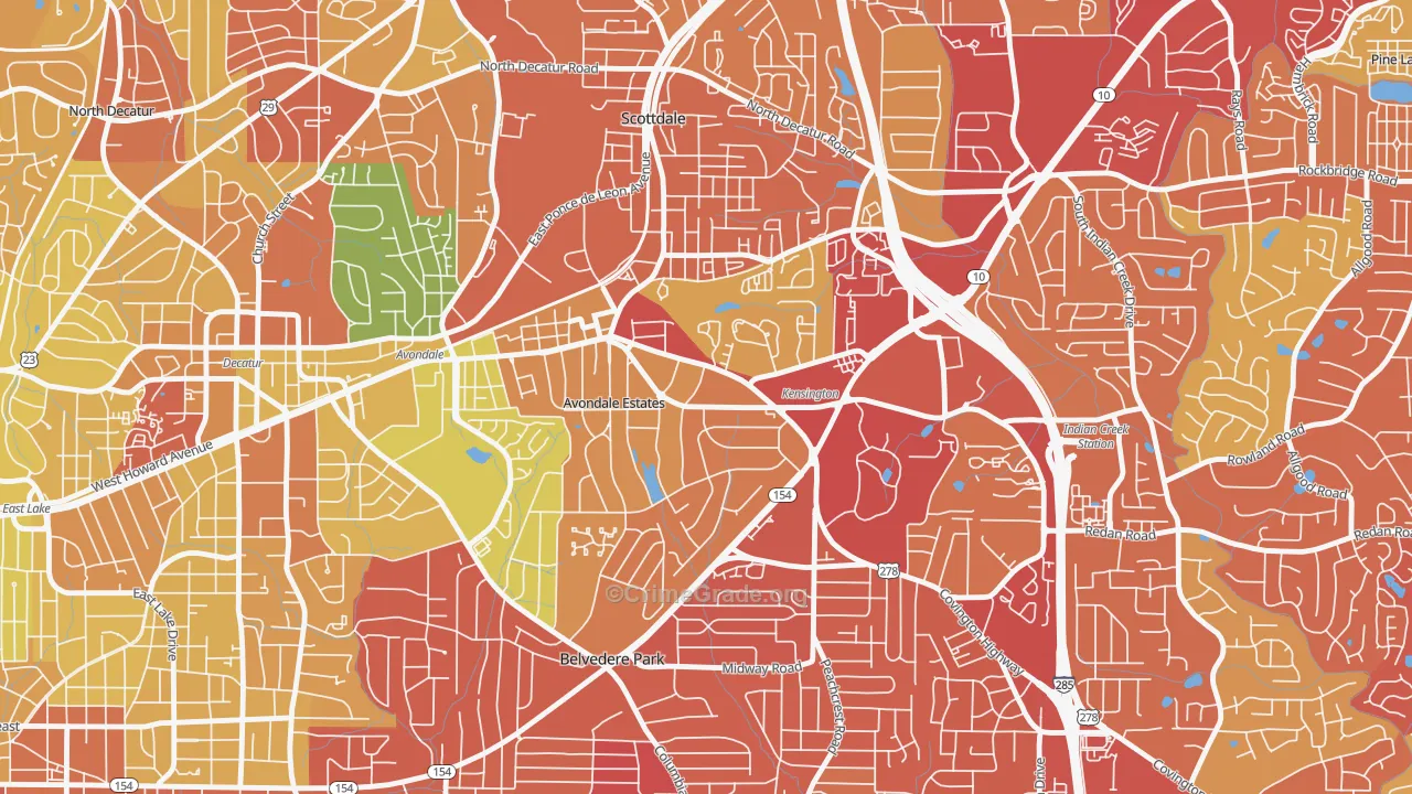 Avondale Estates, GA Map of Robbery Rates