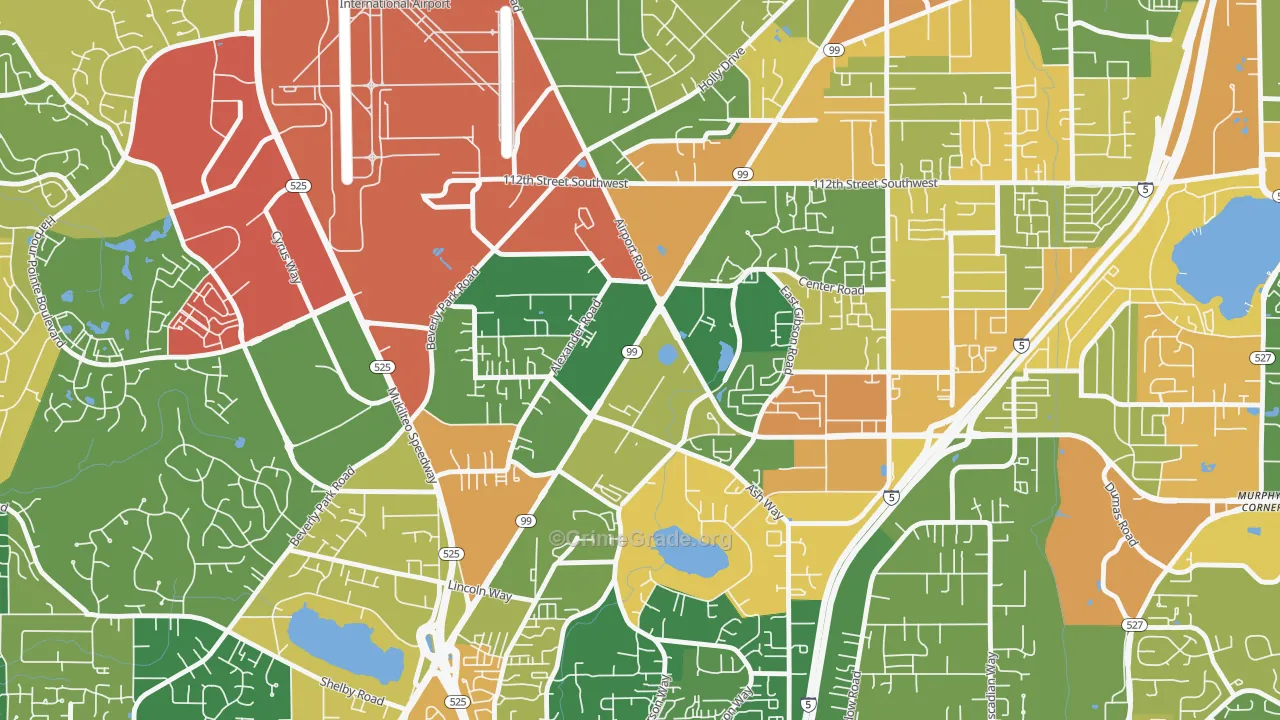 Avondale, Everett, WA Map of Robbery Rates