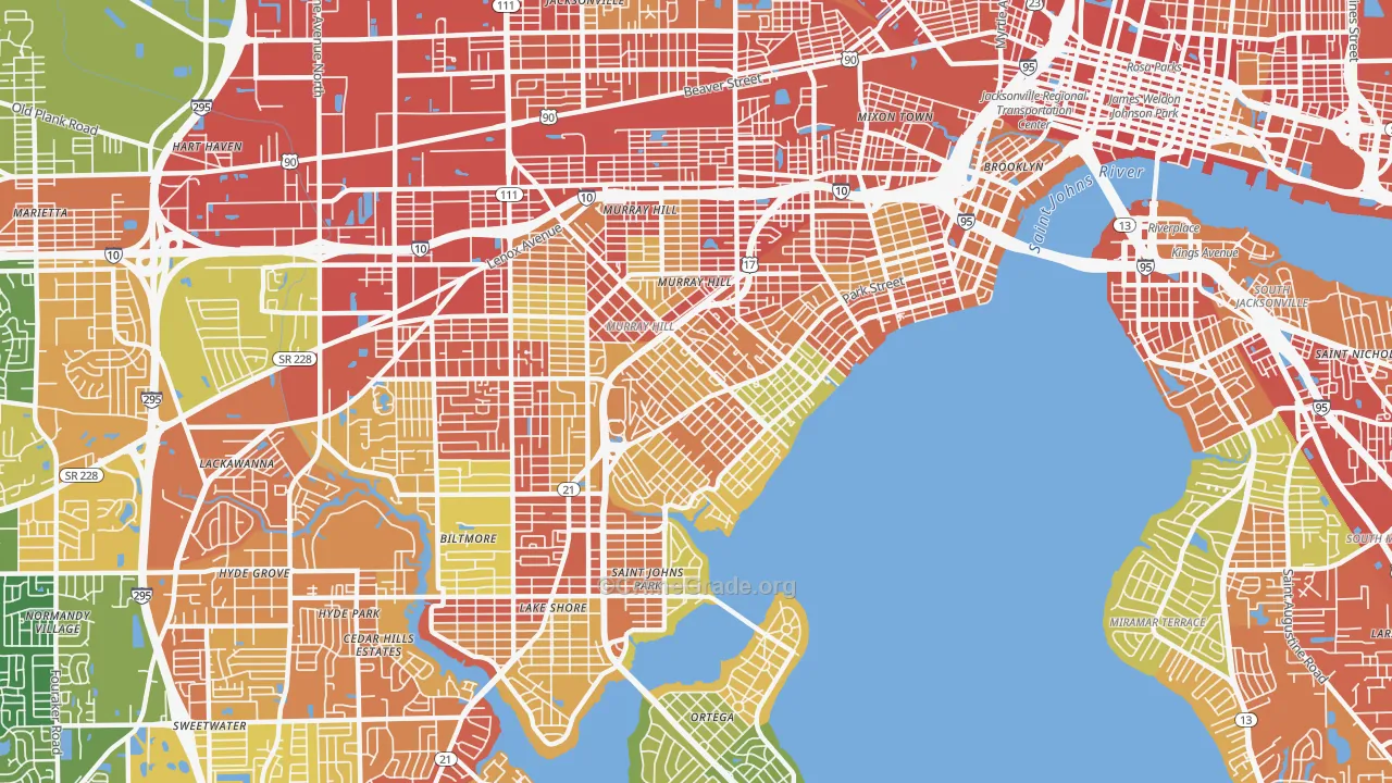 Avondale, Jacksonville, FL Map of Robbery Rates