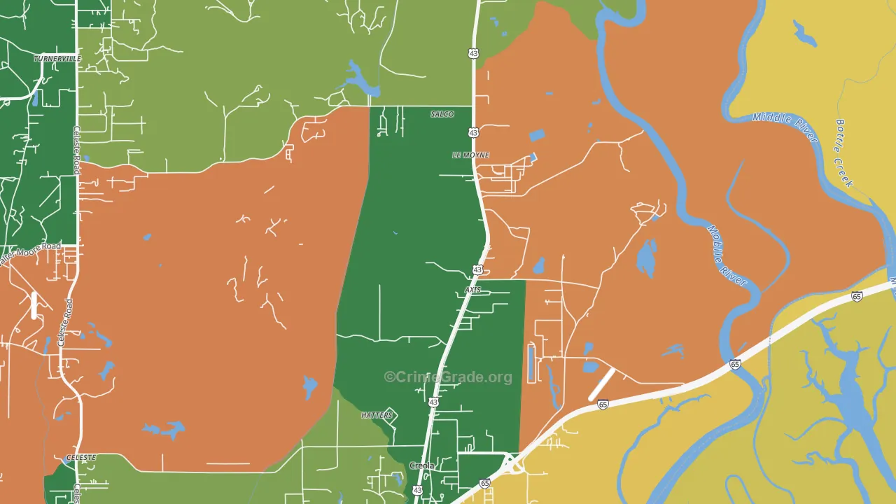 Axis, AL Map of Robbery Rates