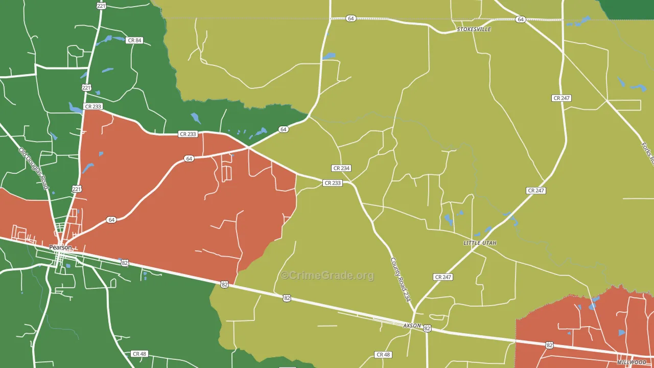 Axson, GA Map of Robbery Rates