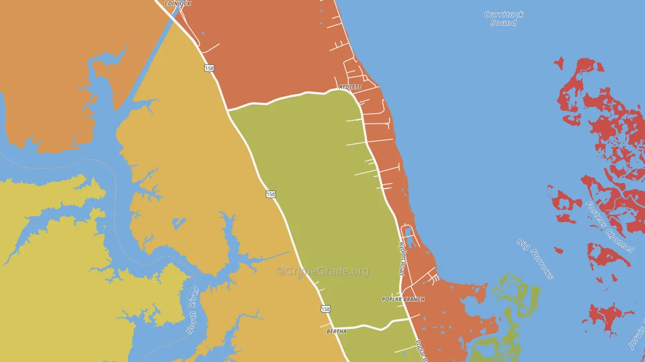 Aydlett, NC Map of Robbery Rates