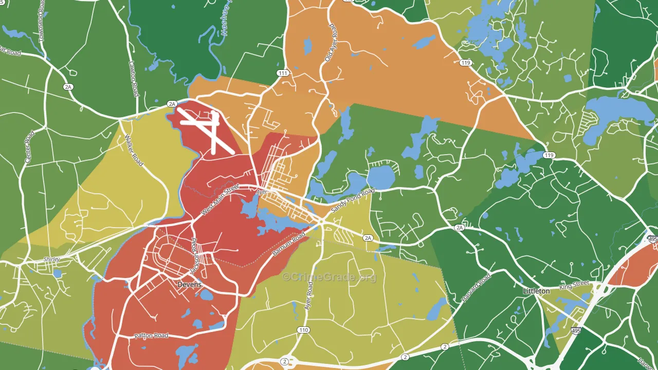 Ayer, MA Map of Robbery Rates