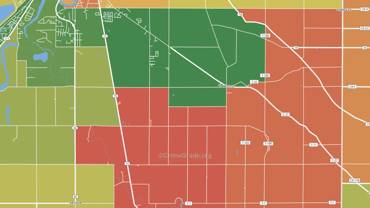 Ayersville, OH Map of Robbery Rates