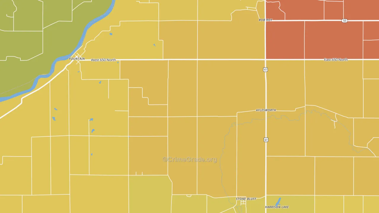 Aylesworth, IN Map of Robbery Rates
