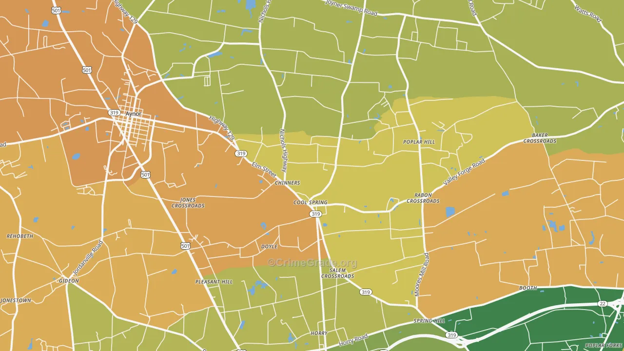 Aynor, SC Map of Robbery Rates