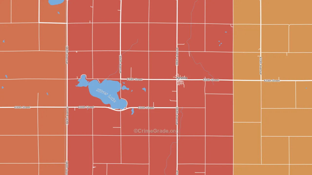 Ayrshire, IA Map of Robbery Rates