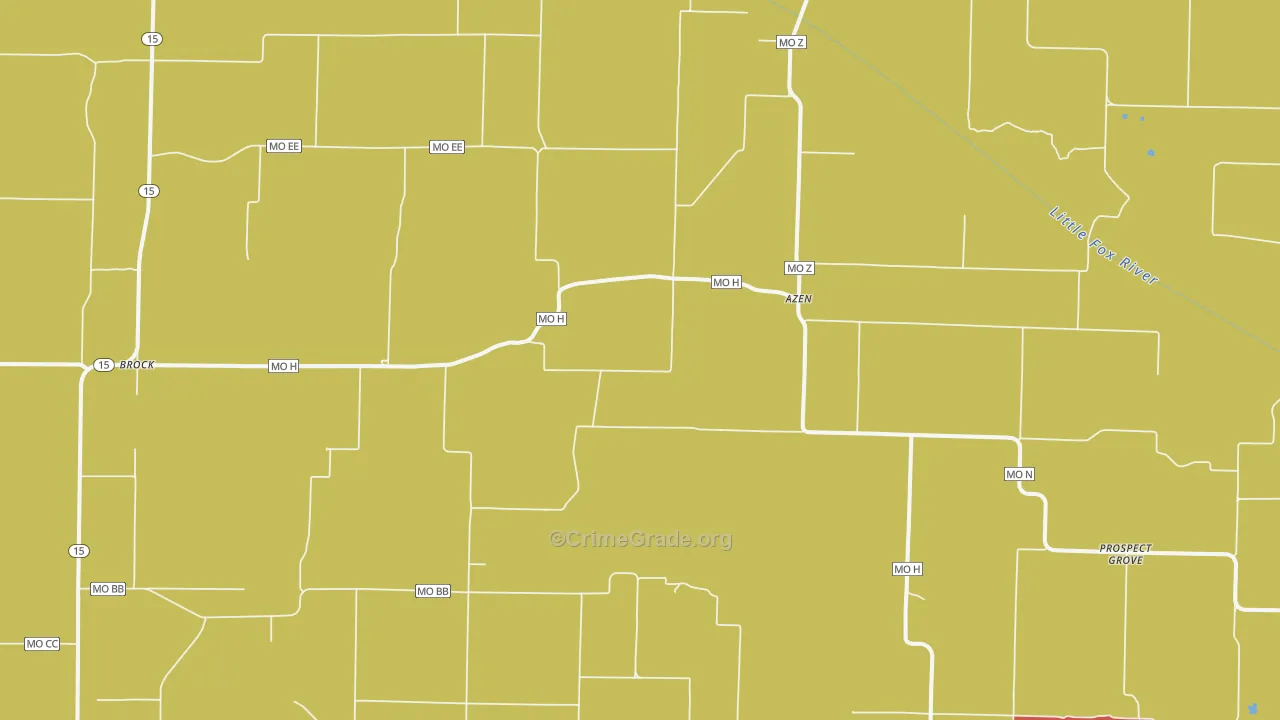 Azen, MO Map of Robbery Rates