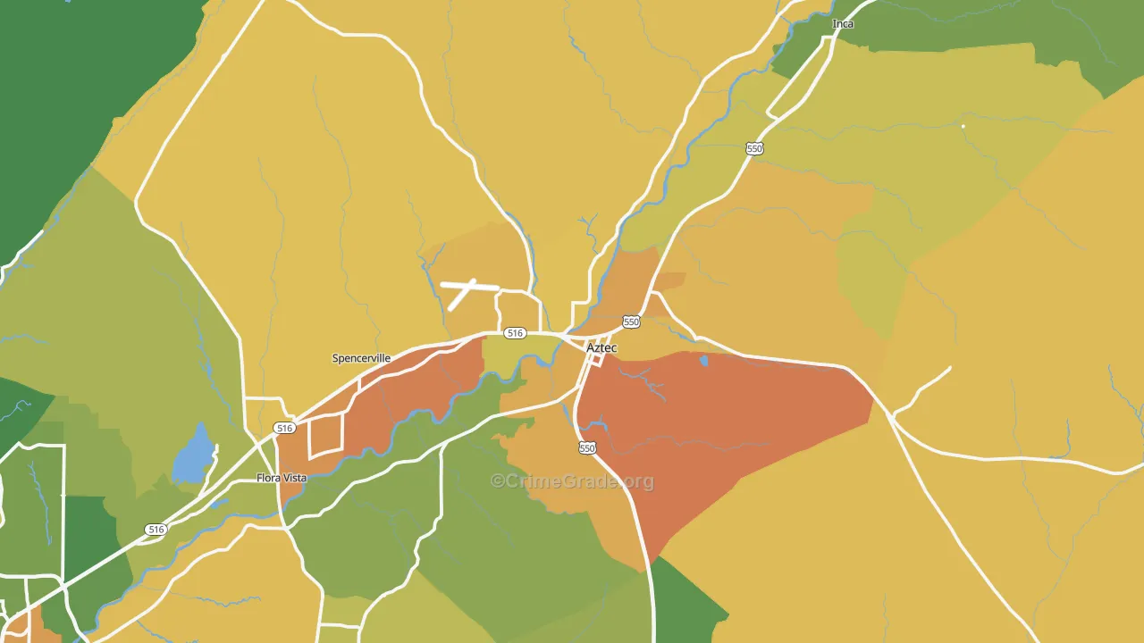 Aztec, NM Map of Robbery Rates