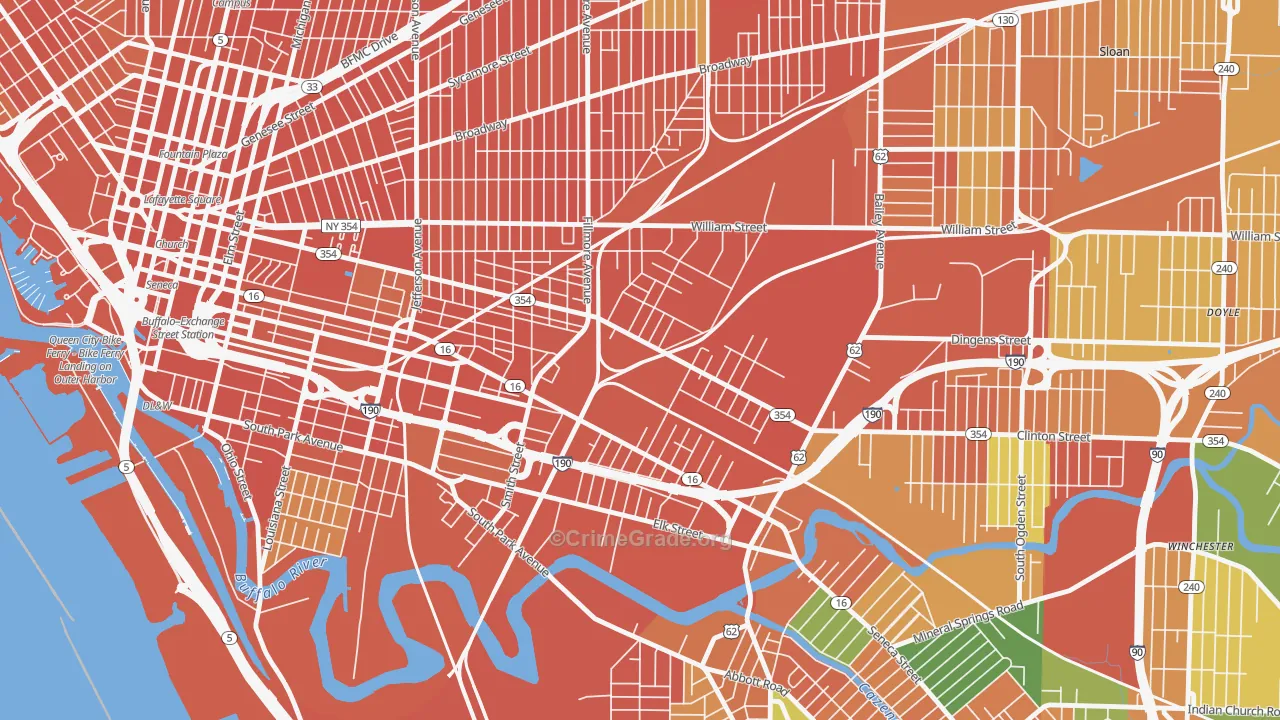 Babcock, Buffalo, NY Map of Robbery Rates