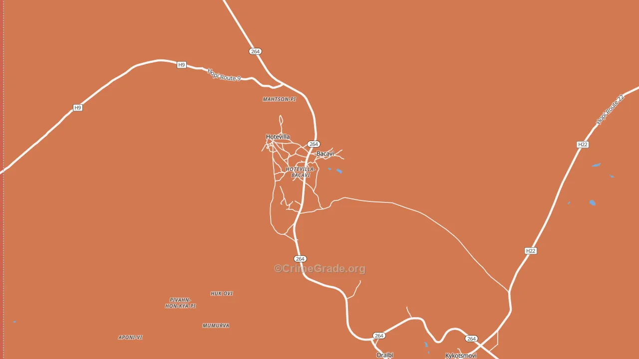 Bacavi, AZ Map of Robbery Rates