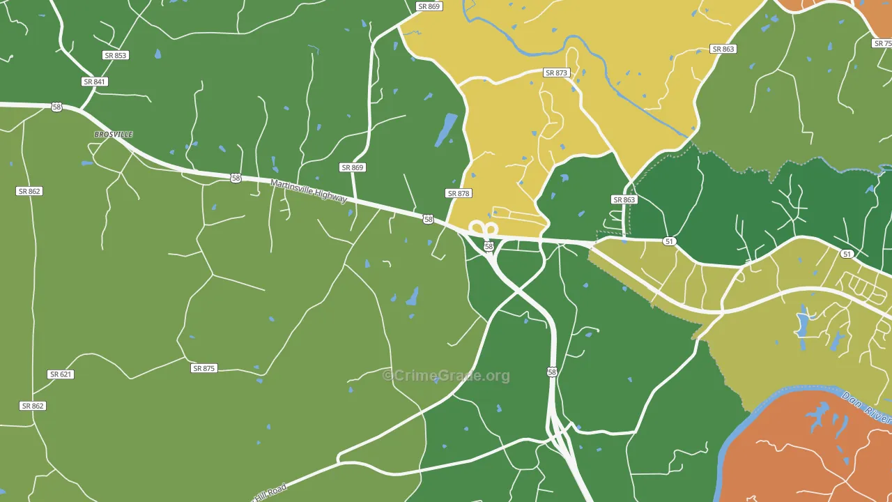 Bachelors Hall, VA Map of Robbery Rates