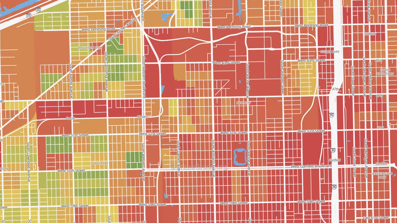 Back of the Yards, Chicago, IL Map of Robbery Rates