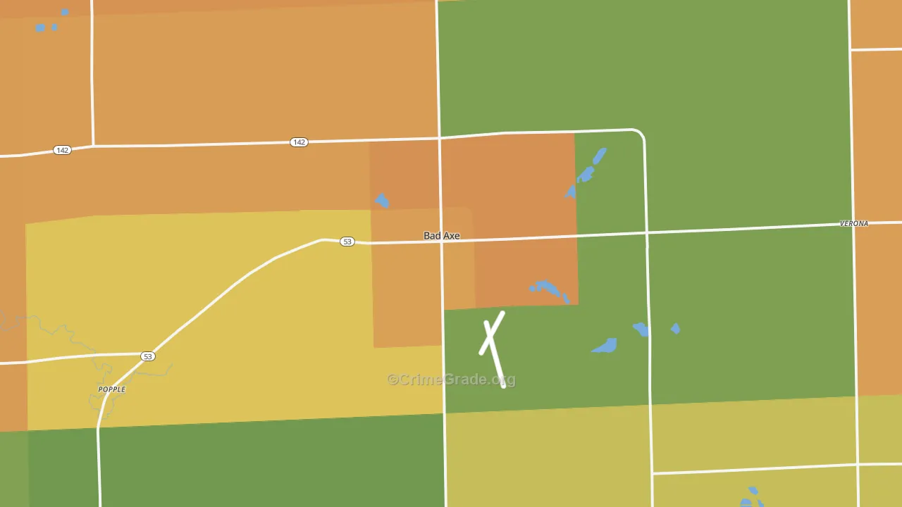 Bad Axe, MI Map of Robbery Rates