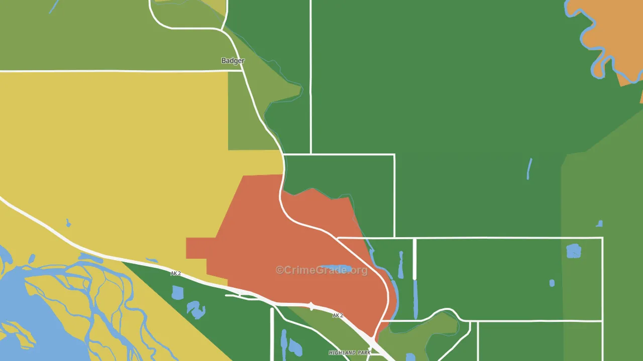 Badger, AK Map of Robbery Rates
