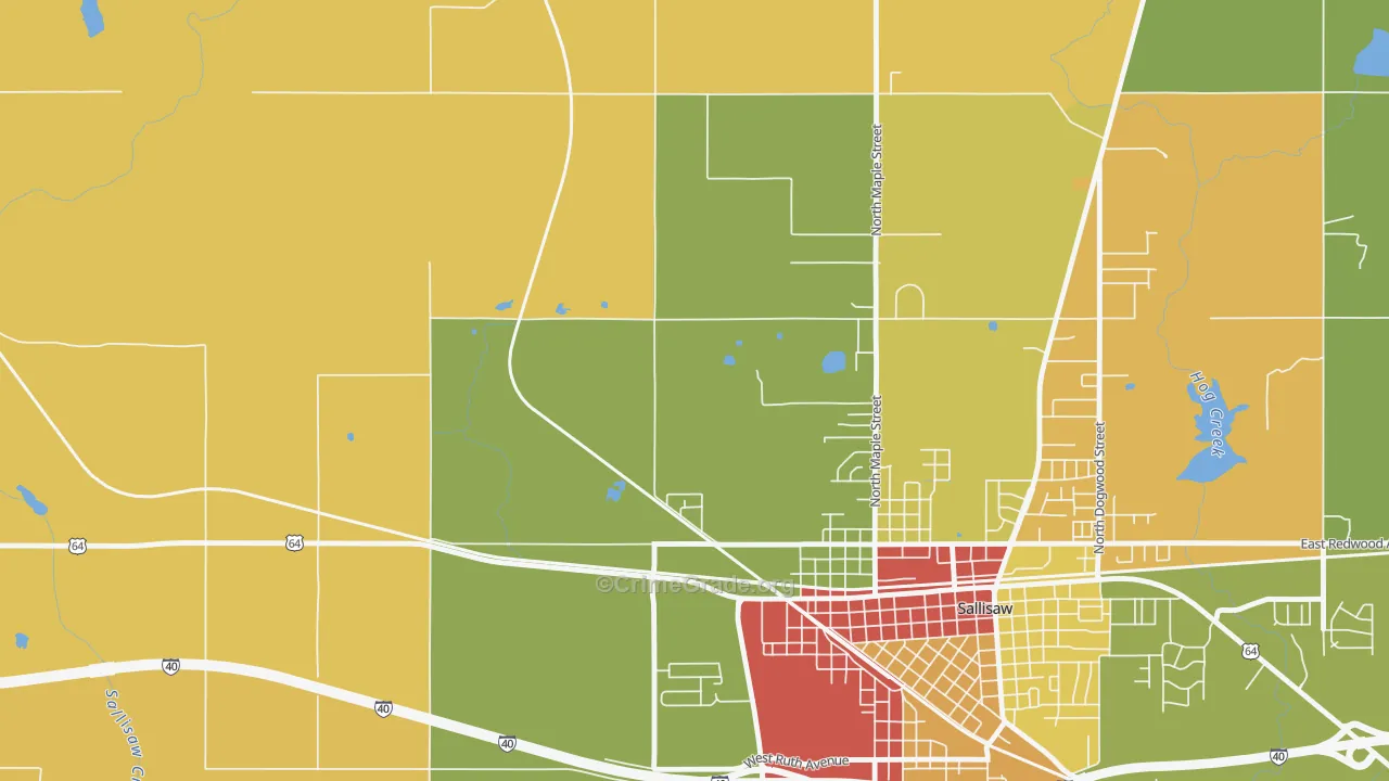 Badger Lee, OK Map of Robbery Rates