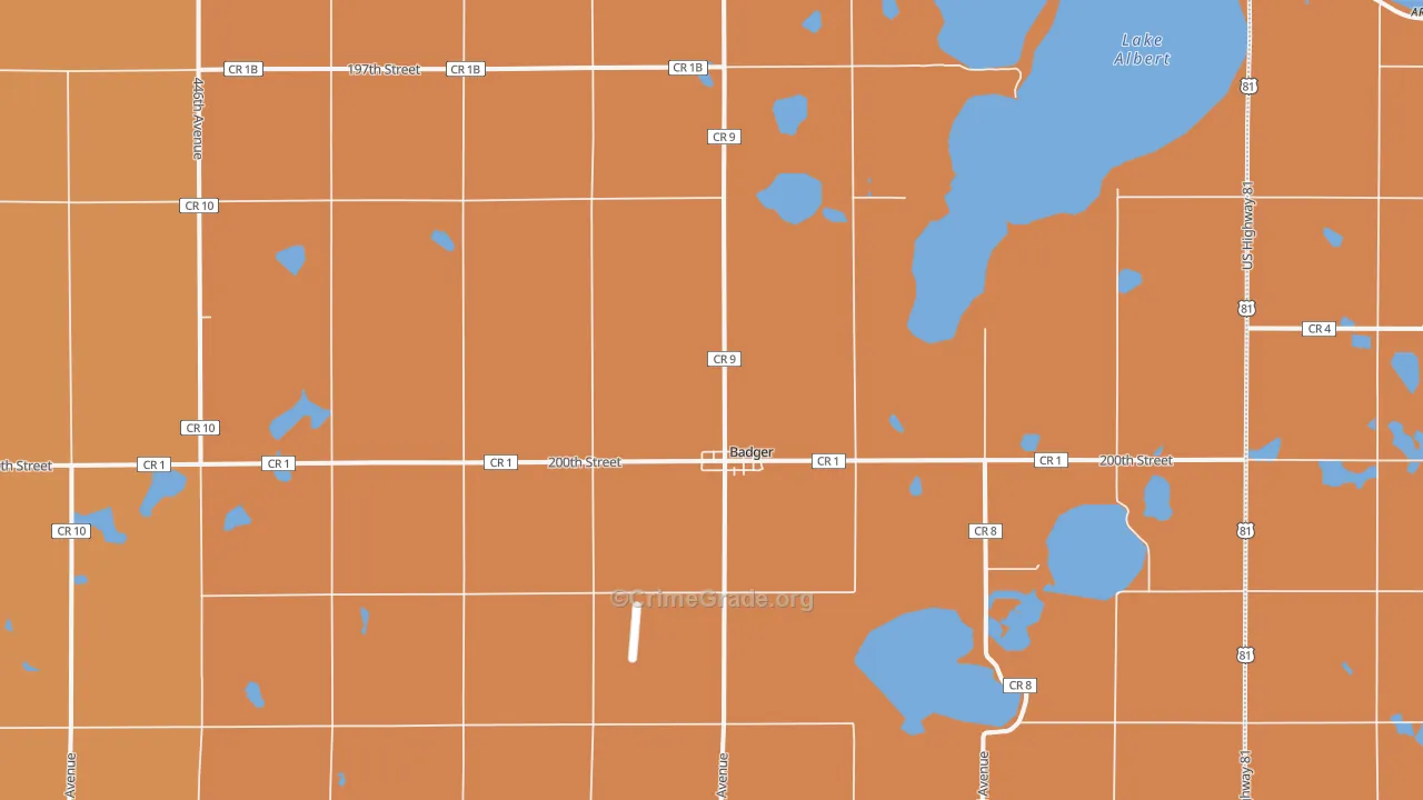 Badger, SD Map of Robbery Rates