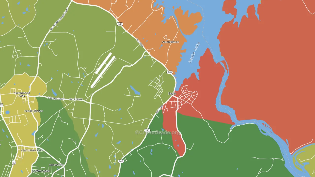 Badin, NC Map of Robbery Rates