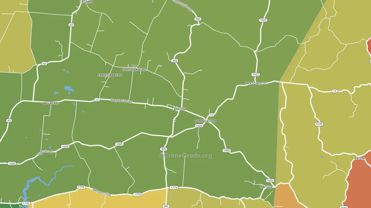 Bagdad, KY Map of Robbery Rates