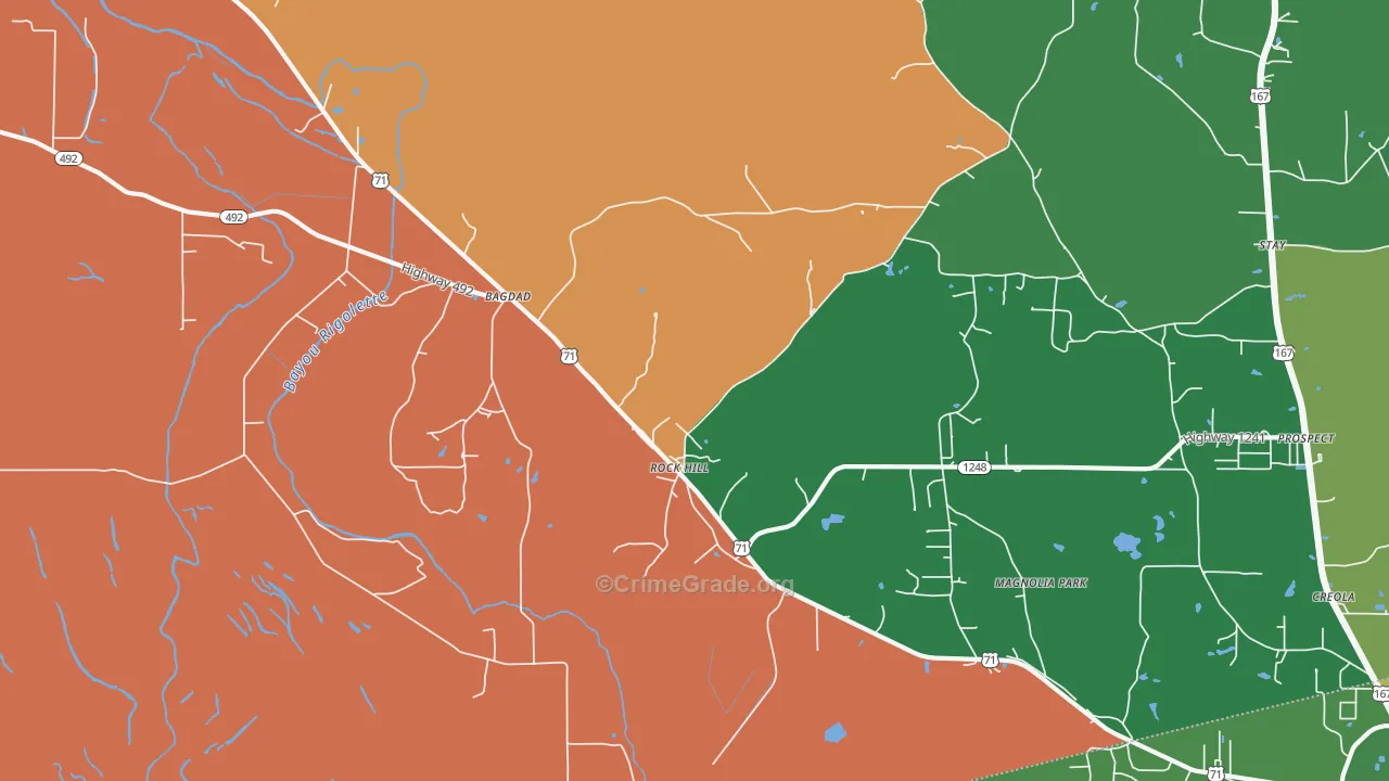 Bagdad, LA Map of Robbery Rates