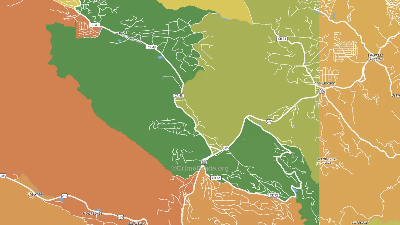 Bailey, CO Map of Robbery Rates