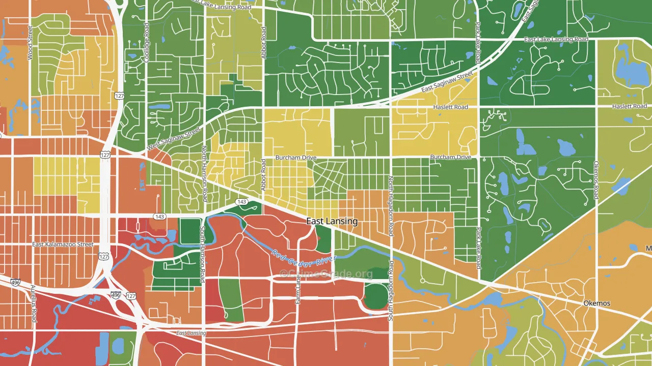 Bailey, East Lansing, MI Map of Robbery Rates