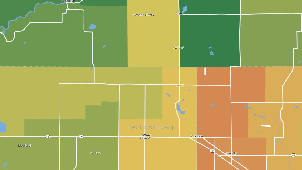 Bailey, MI Map of Robbery Rates