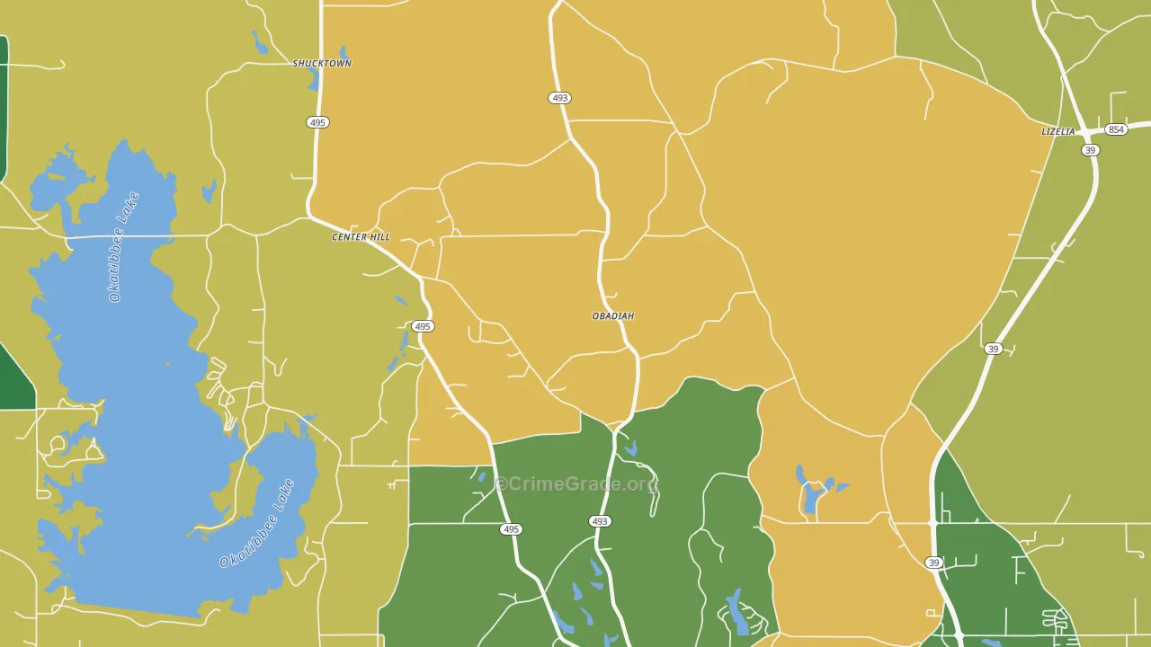 Bailey, MS Map of Robbery Rates