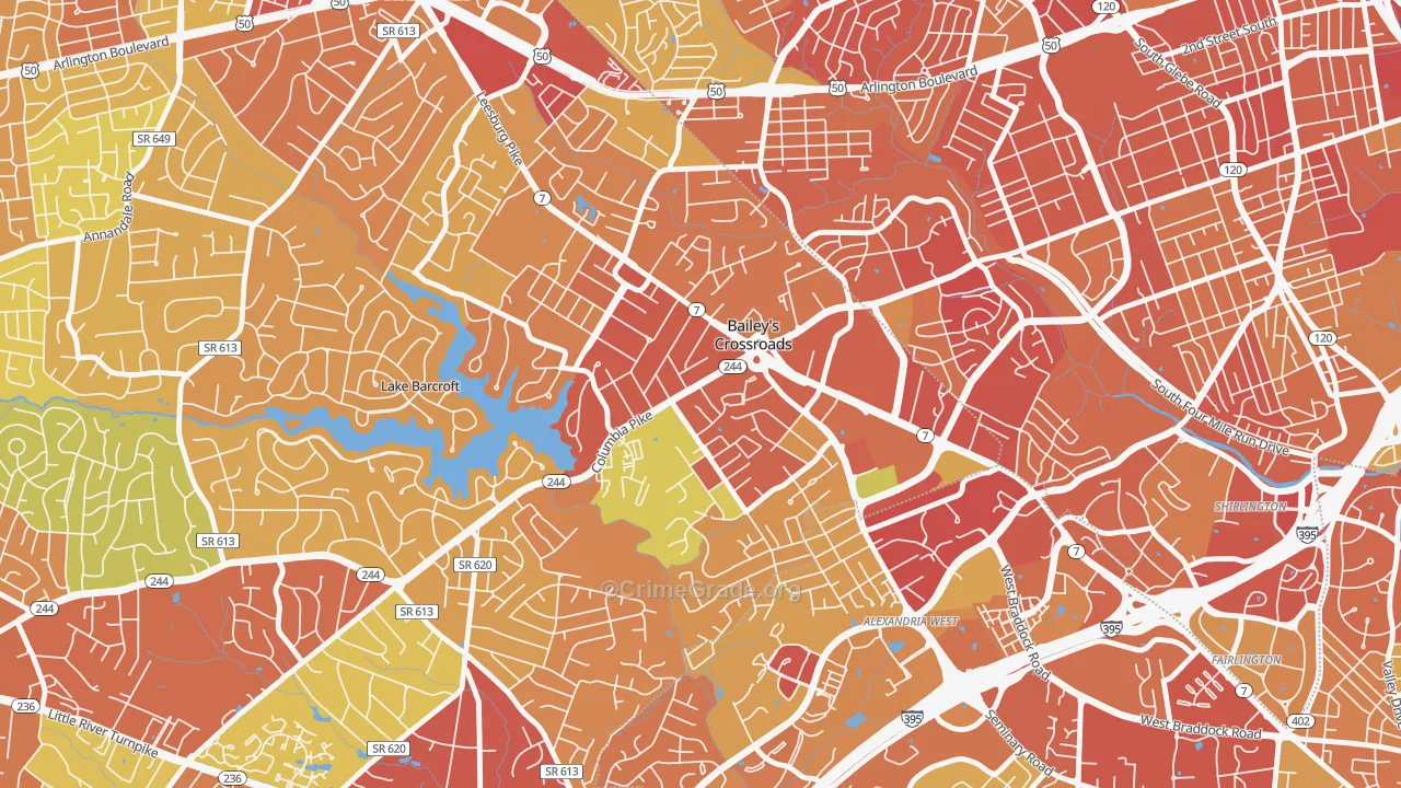 Bailey's Crossroads, Falls Church, VA Map of Robbery Rates