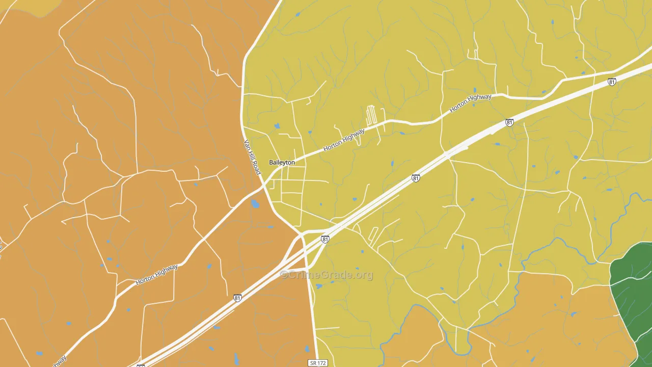 Baileyton, TN Map of Robbery Rates