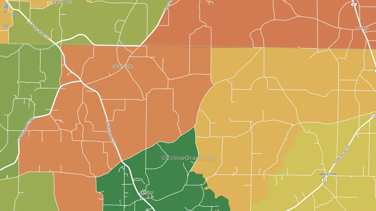 Baileytown, AL Map of Robbery Rates