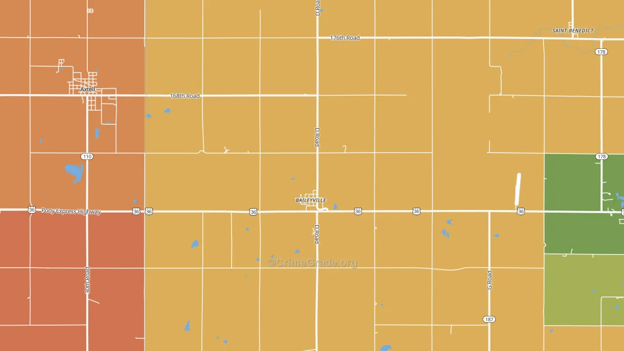 Baileyville, KS Map of Robbery Rates
